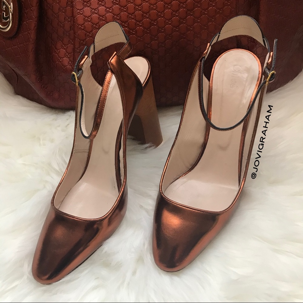 Chloé Copper Leather Mary Jane Shoe